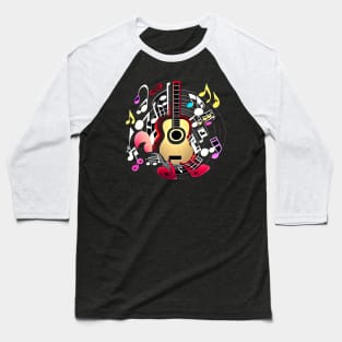 Music, Guitar, Musical Notes Baseball T-Shirt